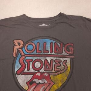 Rolling Stones Band Crew Neck Short Sleeve Graphic T Shirt Womens Size XL Gray